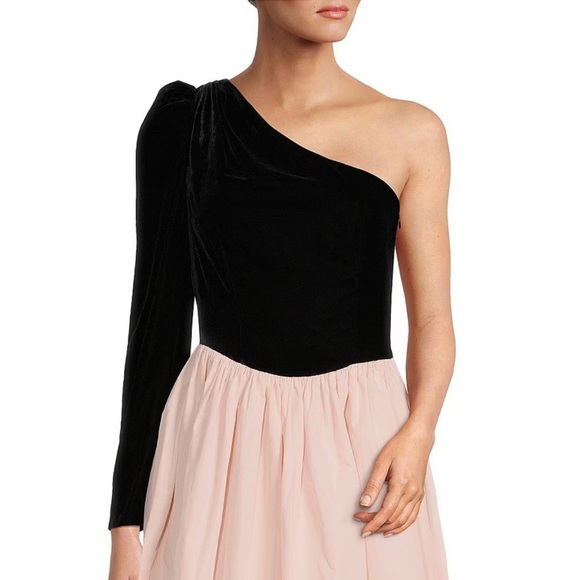 Antonio Melani x Born on Fifth Blair One Shoulder Sleeve Woven Taffeta Dress - Picture 6 of 14